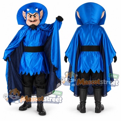 Devil Mascot Costume with Blue Cape and Tunic