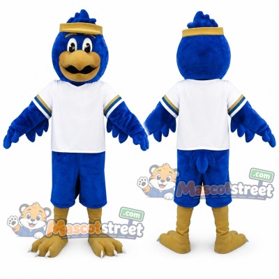 Blue Falcon Mascot Costume with White Shirt and Blue Shorts Blue Falcon Mascot Costume with White Shirt and Blue Shorts