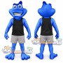 Blue Frog Mascot Costume with Black Shirt and Gray Shorts