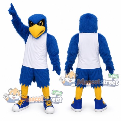 Blue Falcon Mascot Costume with White Shirt Blue Falcon Mascot Costume with White Shirt
