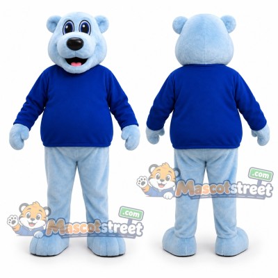 Blue Bear Mascot Costume with Blue Shirt