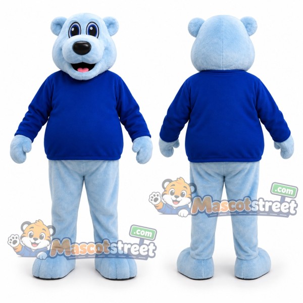 Blue Bear Mascot Costume with Blue Shirt