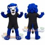 Blue Lion Mascot Costume with Black Sports Uniform