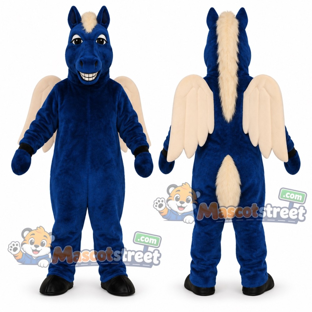 Blue Pegasus Mascot Costume Blue Pegasus Mascot Costume