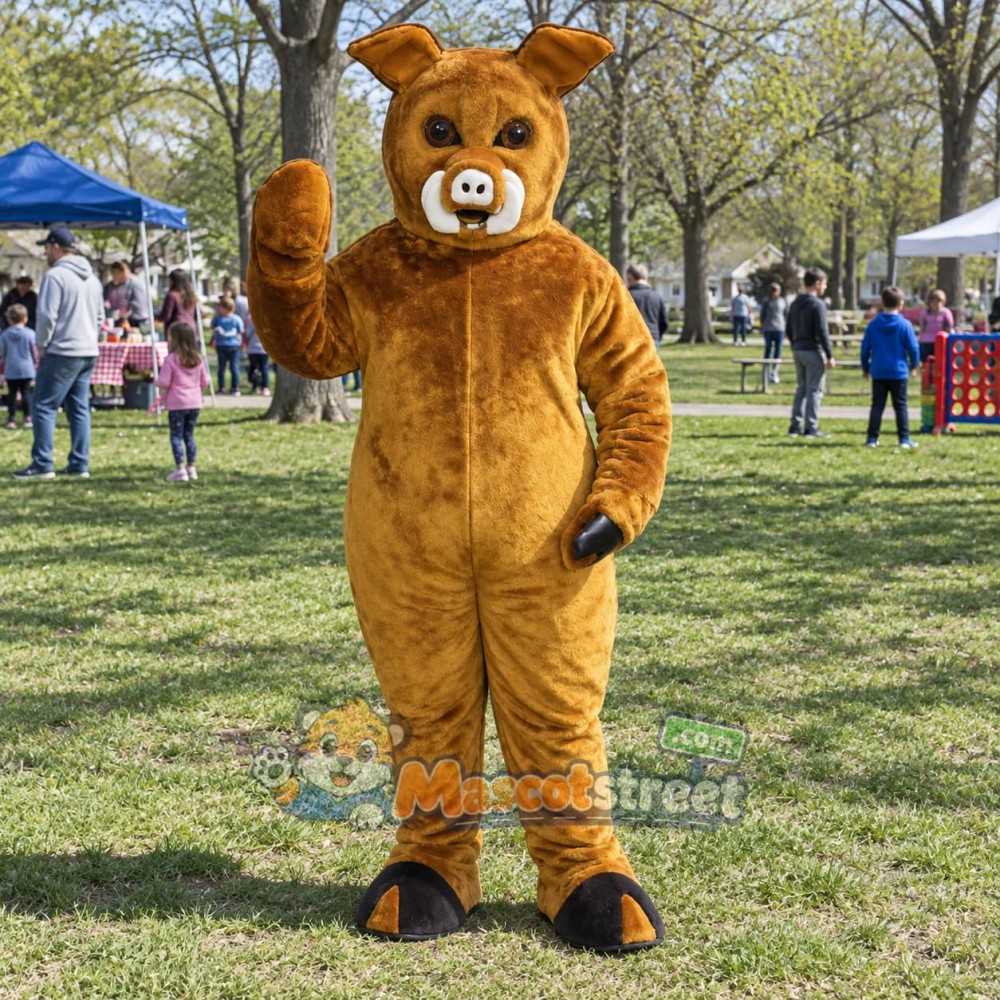 Brown Boar Mascot Costume Brown Boar Mascot Costume