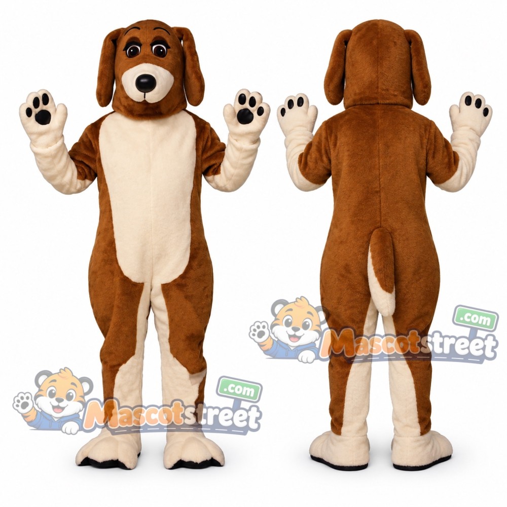 Brown and White Dog Mascot Costume Brown and White Dog Mascot Costume