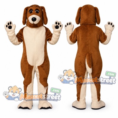 Brown and White Dog Mascot Costume Brown and White Dog Mascot Costume