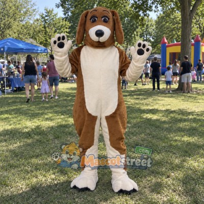 Brown and White Dog Mascot Costume Brown and White Dog Mascot Costume
