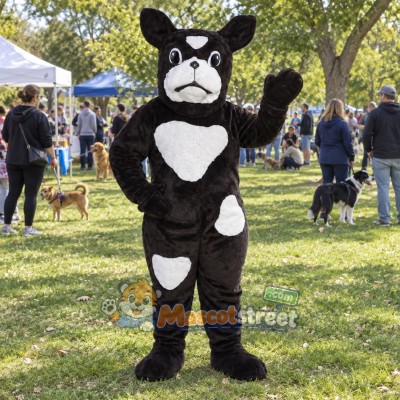 Black and White Boxer Dog Mascot Costume
