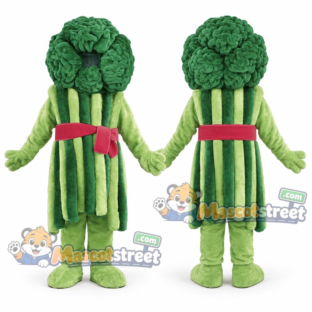 Broccoli Mascot Costume with Red Belt