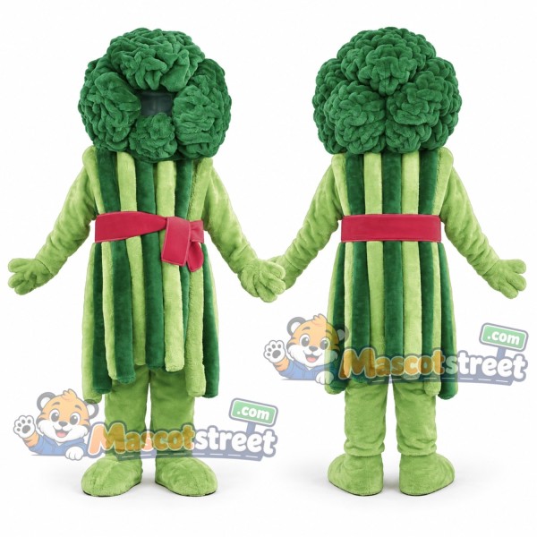 Broccoli Mascot Costume with Red Belt