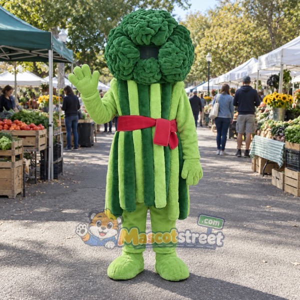 Broccoli Mascot Costume with Red Belt