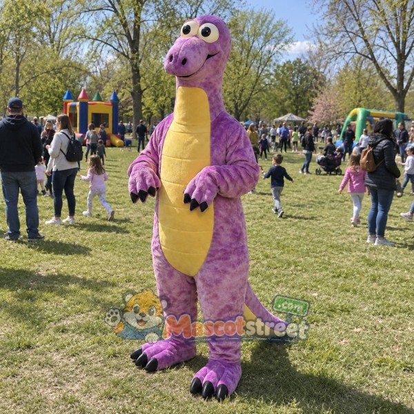 Purple Dinosaur Mascot Costume