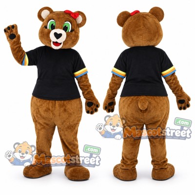 Brown Bear Mascot Costume with Black Shirt Brown Bear Mascot Costume with Black Shirt