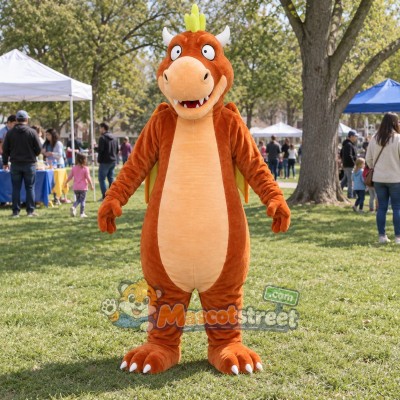 Brown Dragon Mascot Costume Brown Dragon Mascot Costume