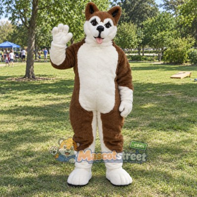 Brown and White Husky Mascot Costume Brown and White Husky Mascot Costume
