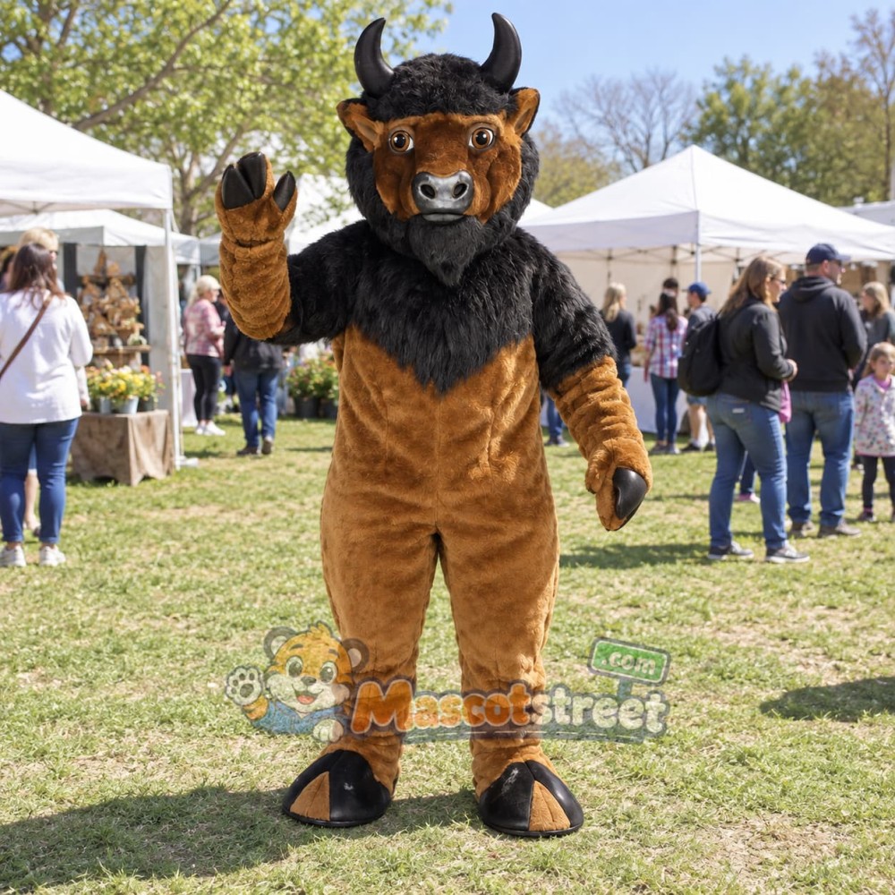 Brown Buffalo Mascot Costume Brown Buffalo Mascot Costume