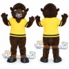 Brown Buffalo Mascot Costume with Yellow Shirt