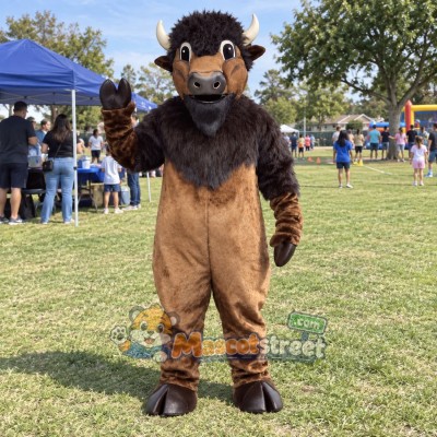 Brown Buffalo Mascot Costume Brown Buffalo Mascot Costume
