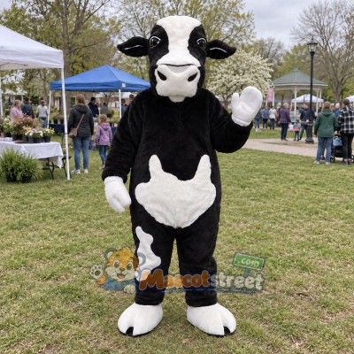 Black and White Bull Mascot Costume Black and White Bull Mascot Costume