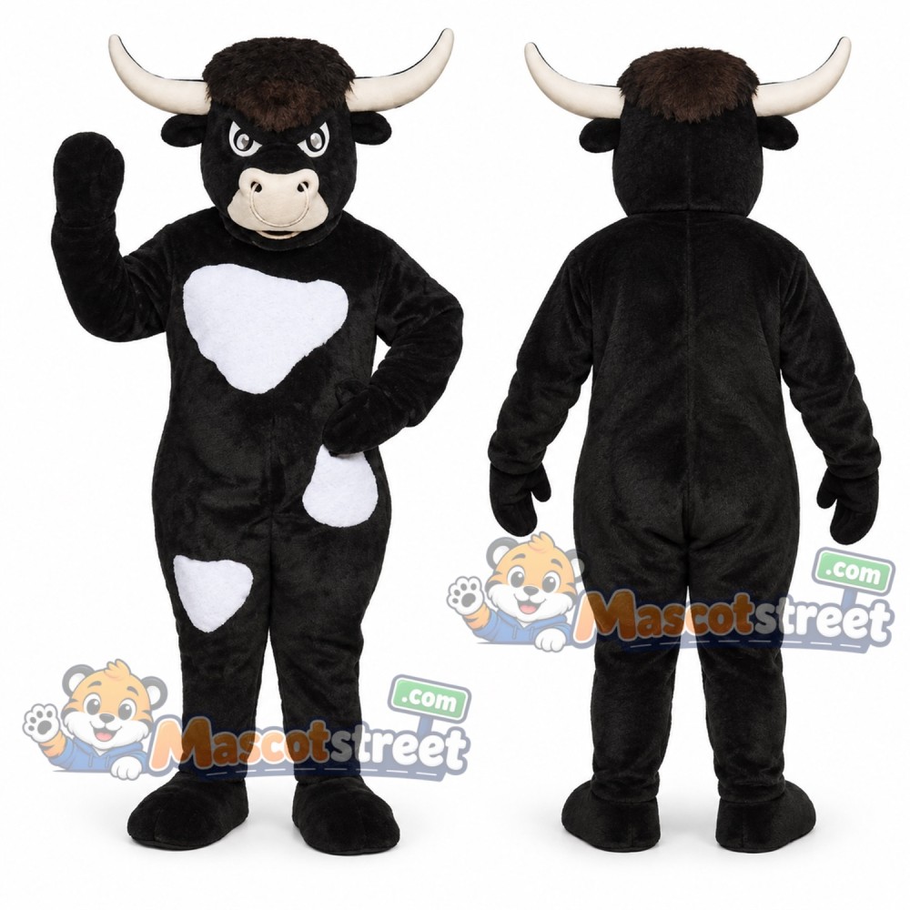 Black and White Bull Mascot Costume Black and White Bull Mascot Costume