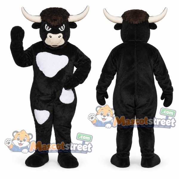 Black and White Bull Mascot Costume