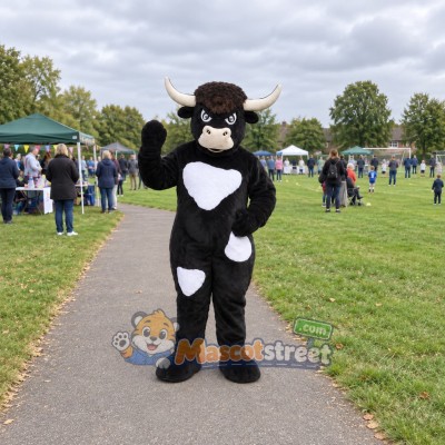 Black and White Bull Mascot Costume Black and White Bull Mascot Costume