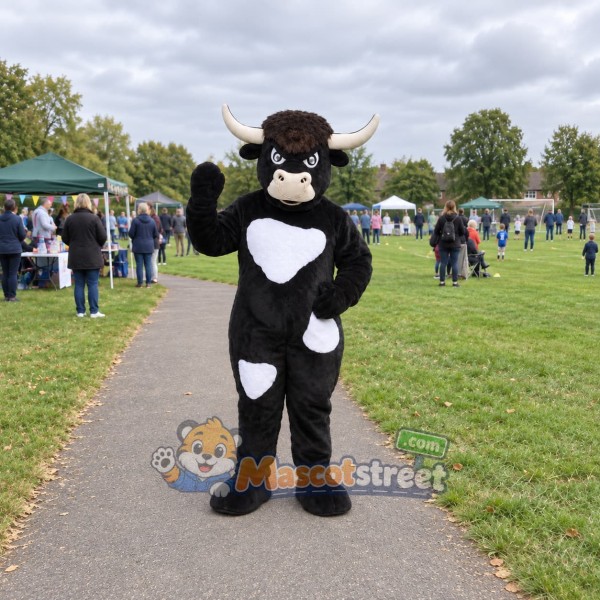 Black and White Bull Mascot Costume