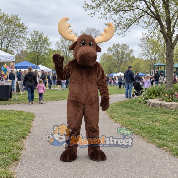 Brown Moose Mascot Costume