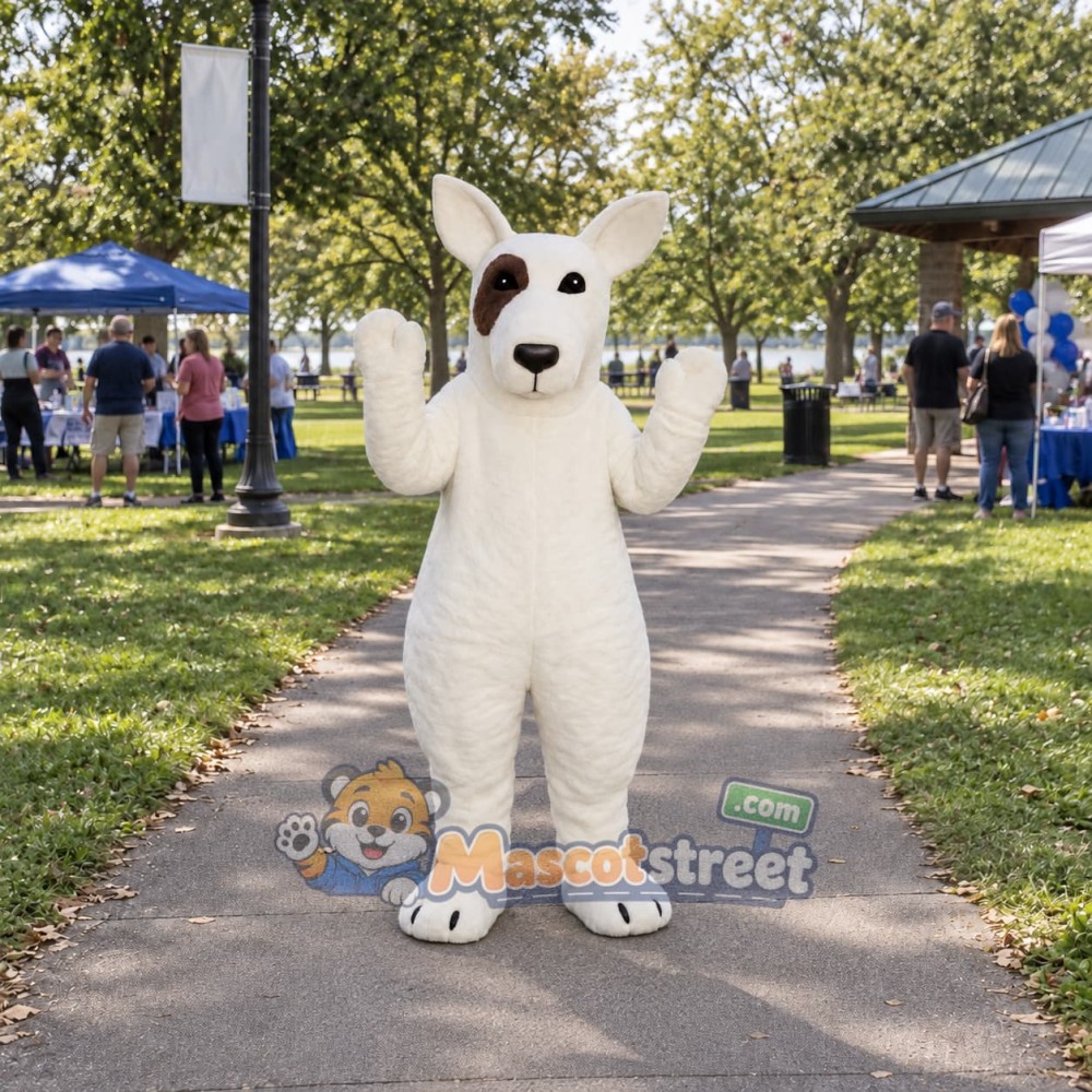 White Bull Terrier Mascot Costume White Bull Terrier Mascot Costume