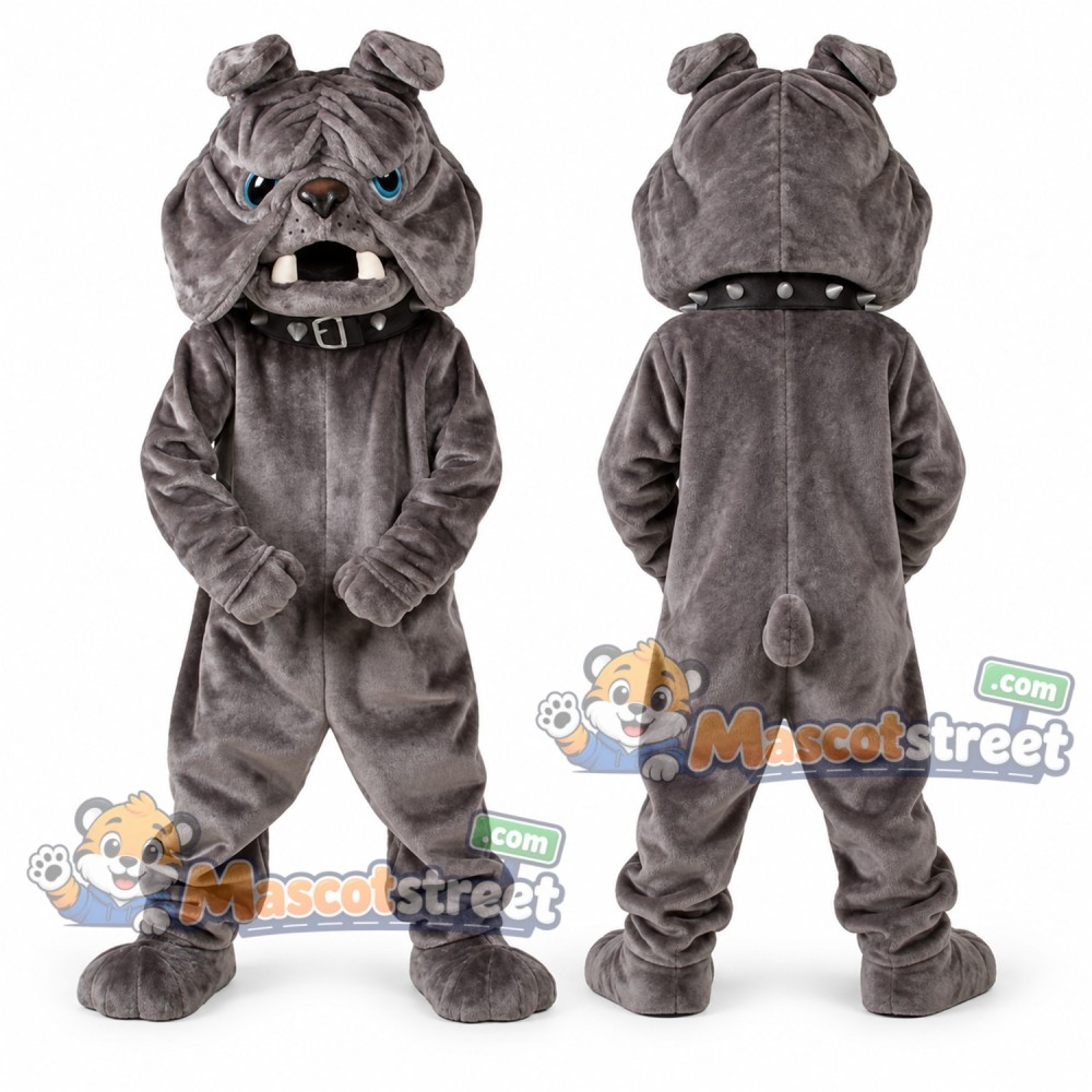 Gray Bulldog Mascot Costume Gray Bulldog Mascot Costume