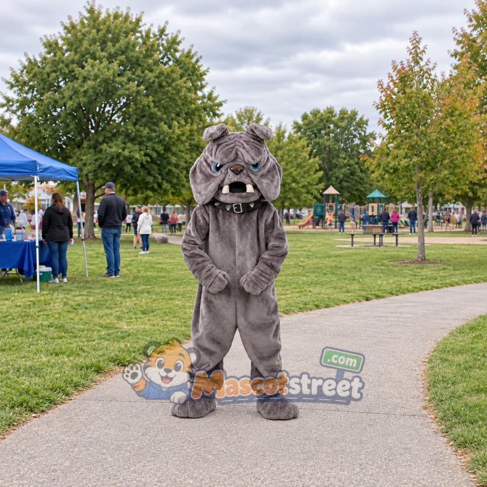 Gray Bulldog Mascot Costume Gray Bulldog Mascot Costume