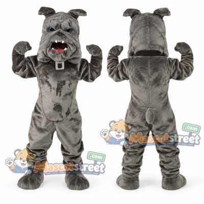 Gray Bulldog Mascot Costume with Black Collar Gray Bulldog Mascot Costume with Black Collar
