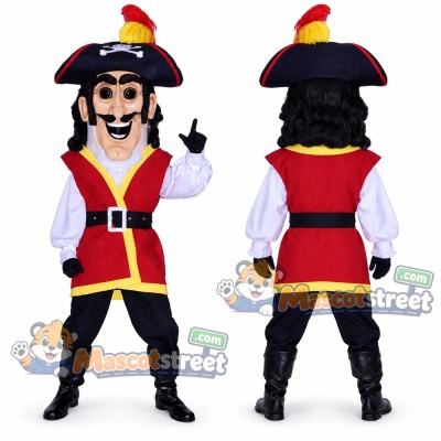Pirate Mascot Costume with Red Vest and Tricorn Hat Pirate Mascot Costume with Red Vest and Tricorn Hat