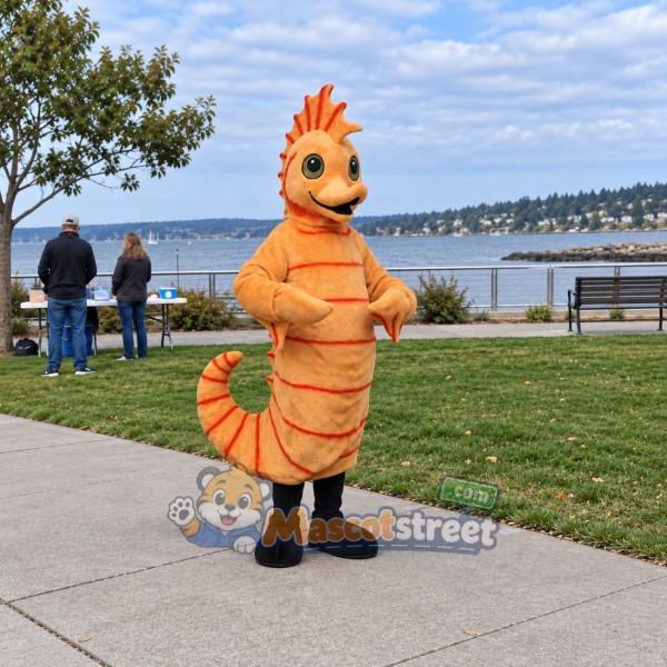 Orange Seahorse Mascot Costume