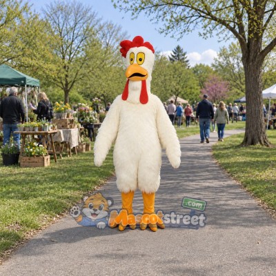 White Rooster Mascot Costume White Rooster Mascot Costume