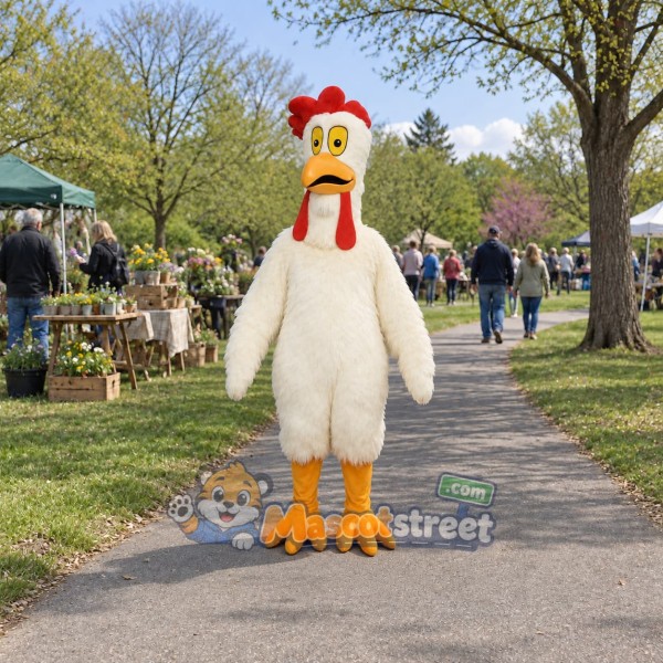 White Rooster Mascot Costume