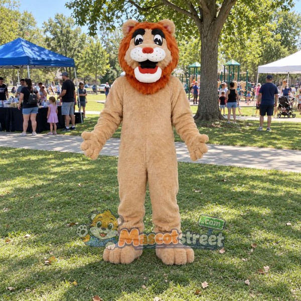 Tan Lion Mascot Costume