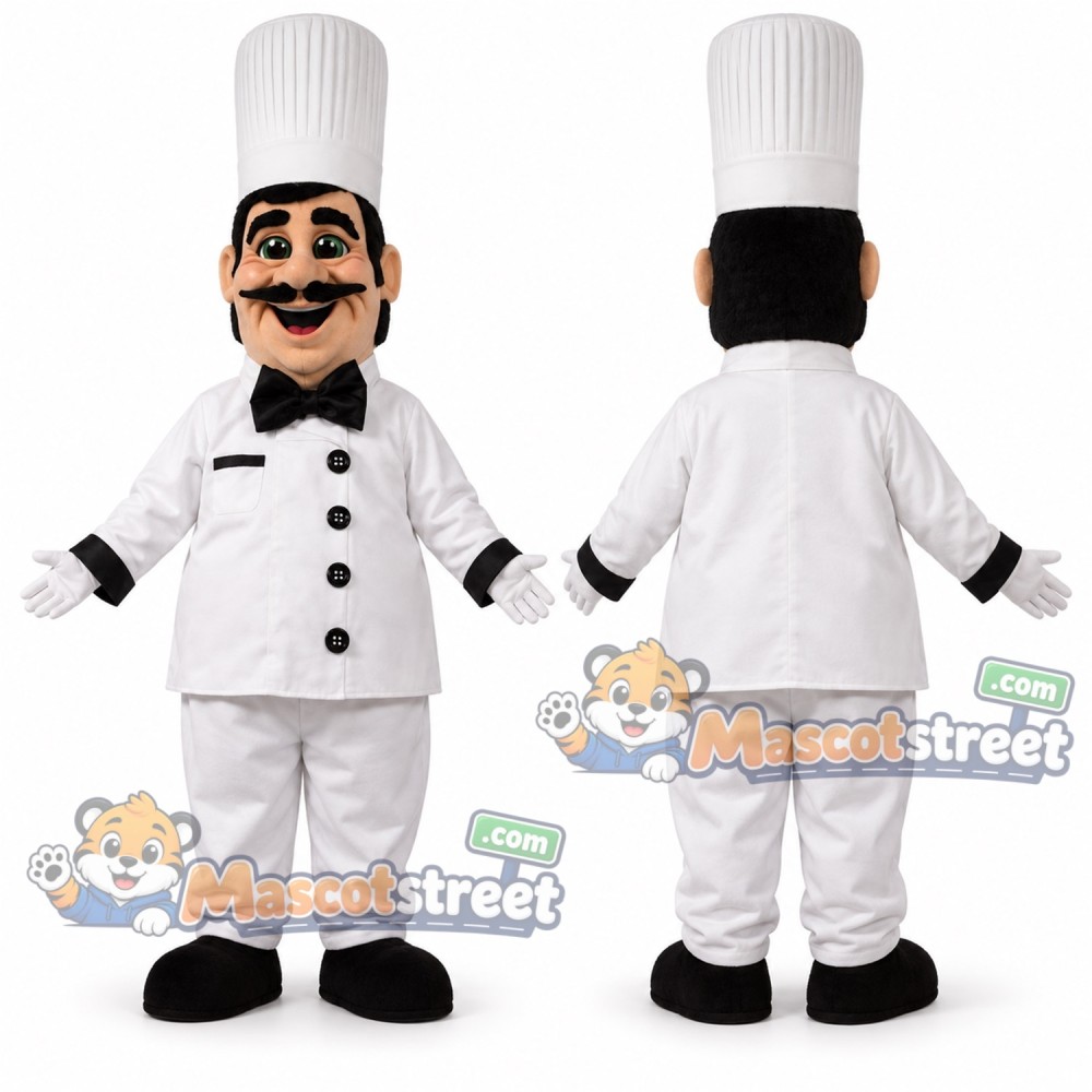 Chef Mascot Costume with White Uniform and Hat