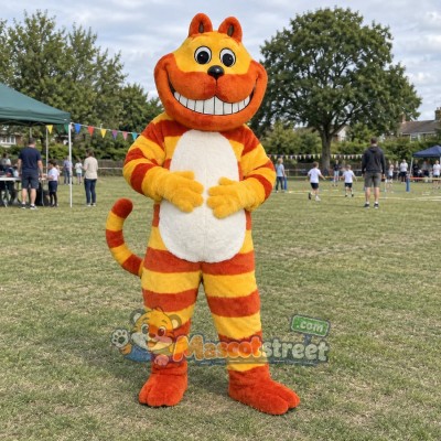 Orange Striped Cat Mascot Costume