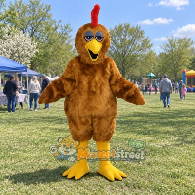 Brown Rooster Mascot Costume Brown Rooster Mascot Costume