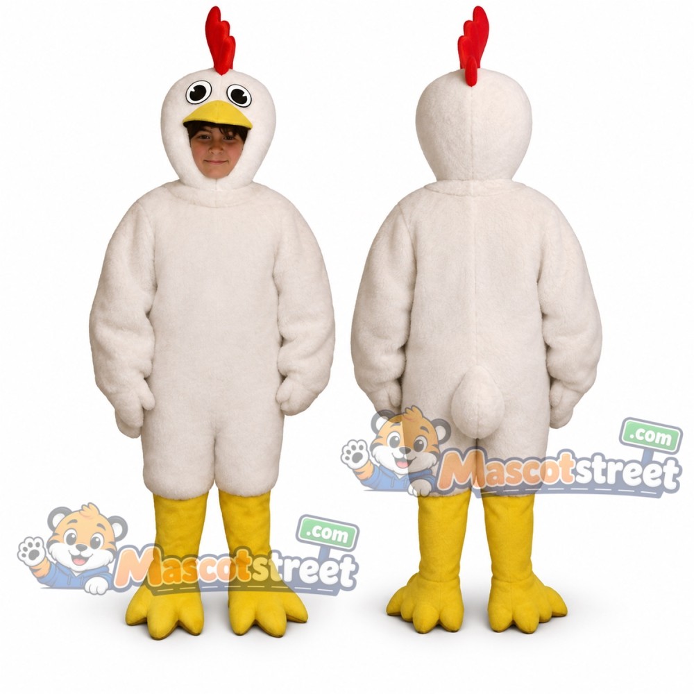 White Chicken Mascot Costume White Chicken Mascot Costume