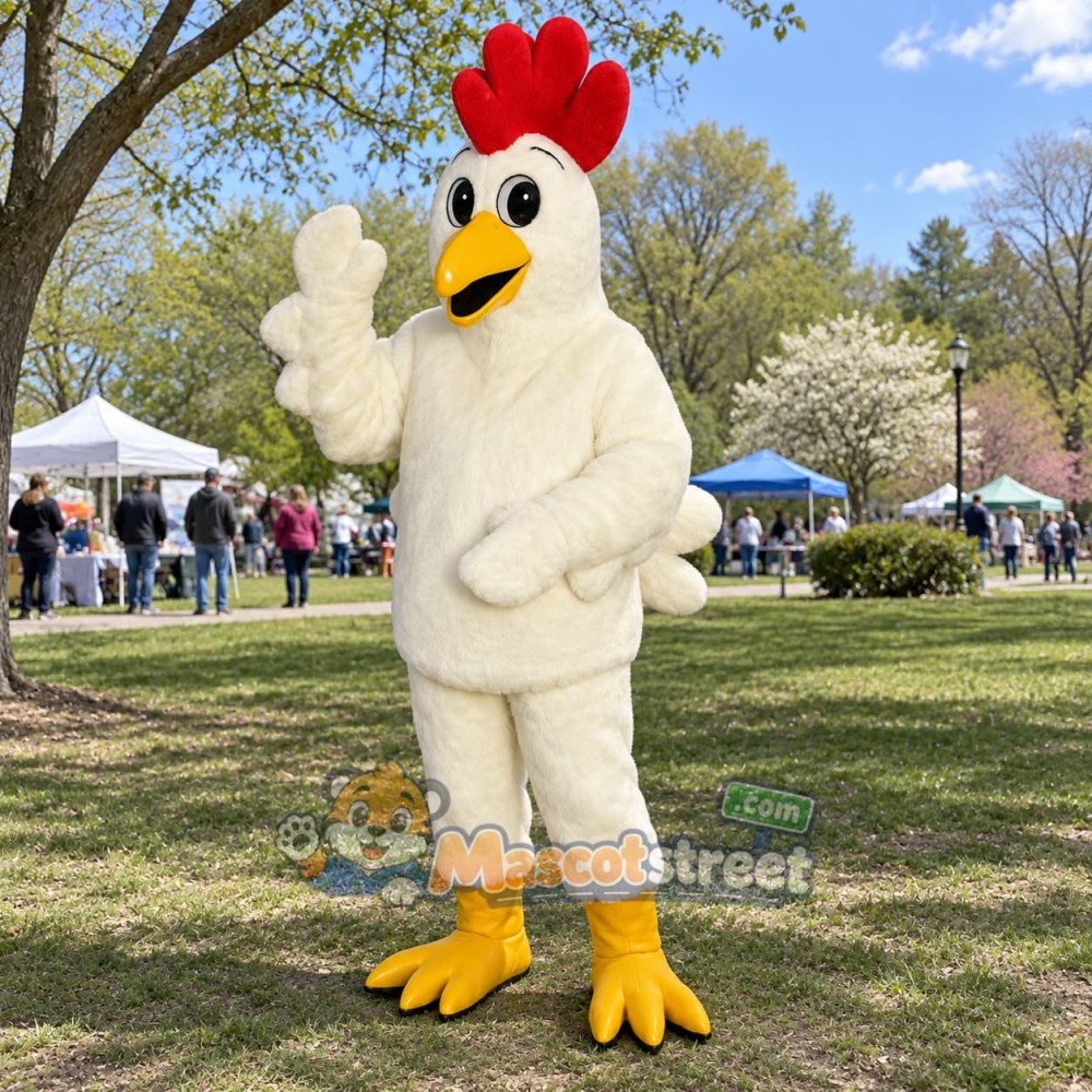 White Rooster Mascot Costume