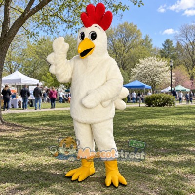 White Rooster Mascot Costume