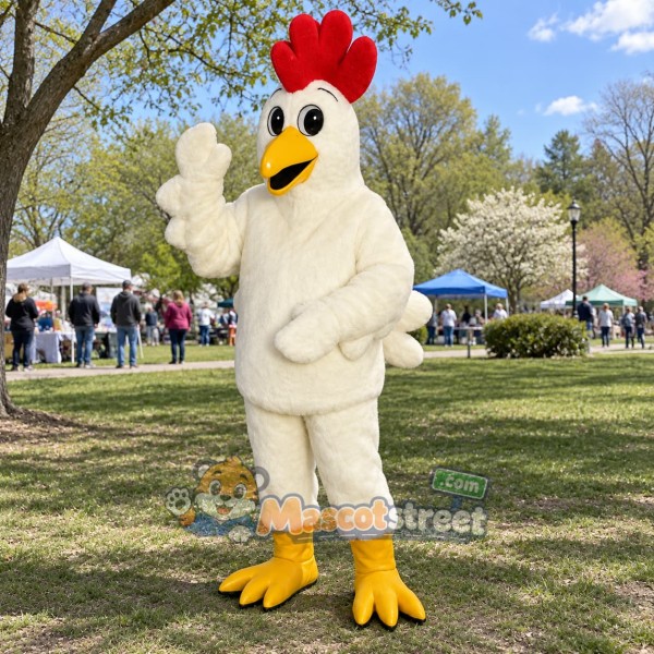 White Rooster Mascot Costume