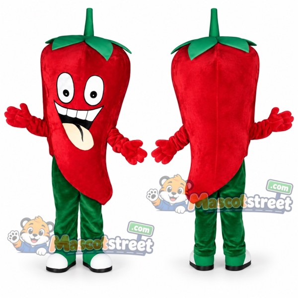 Red Chili Pepper Mascot Costume with Green Pants