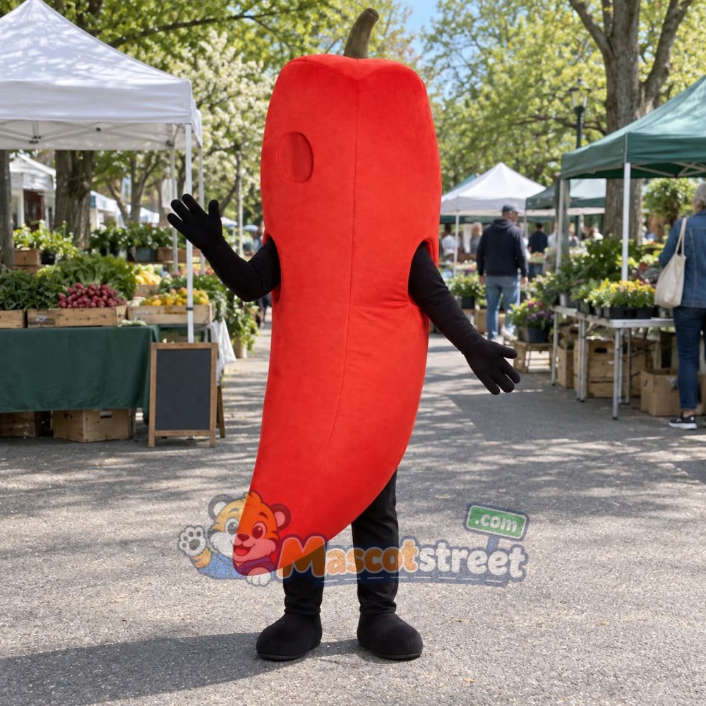 Red Chili Pepper Mascot Costume Red Chili Pepper Mascot Costume