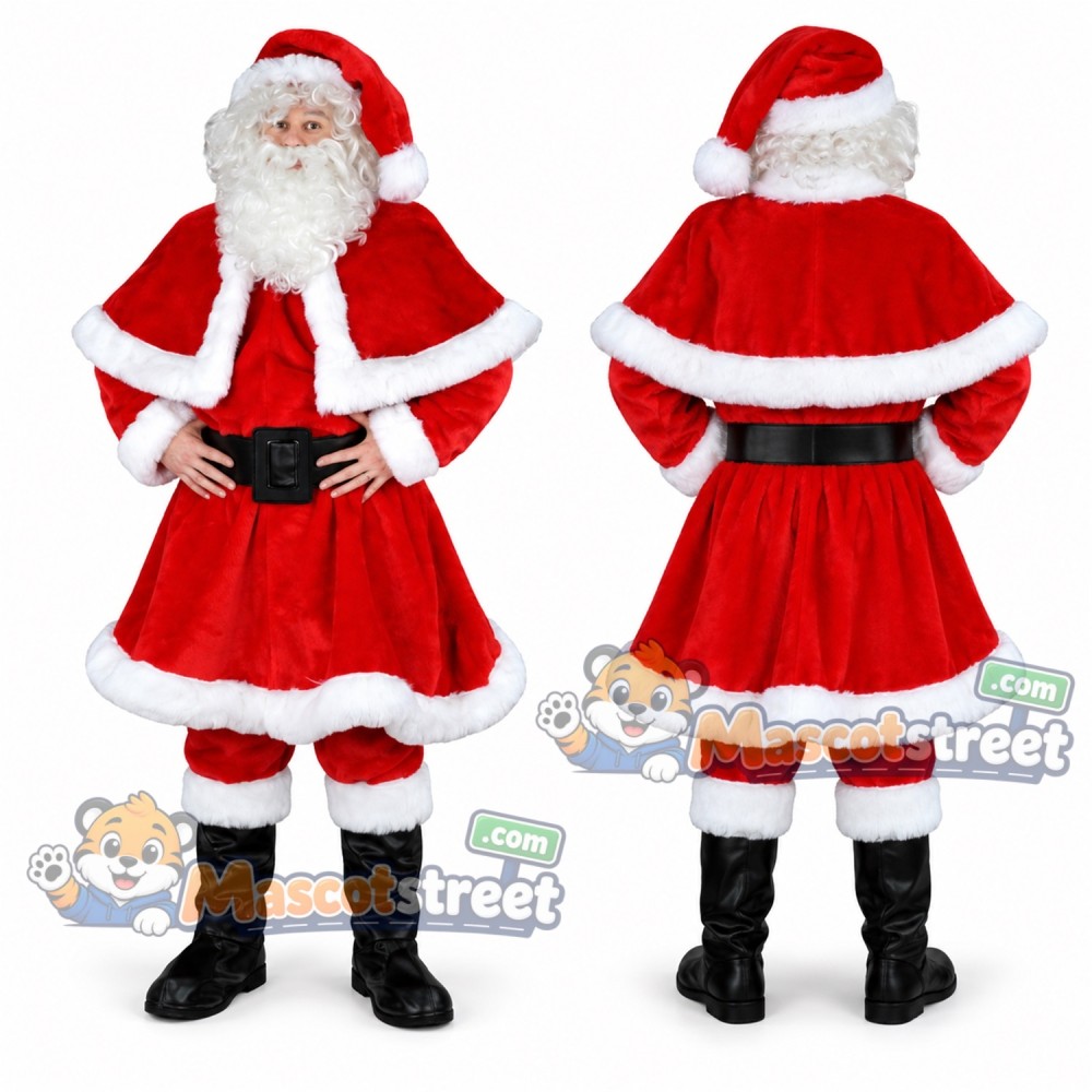 Mrs Claus Mascot Costume with Red Dress and Cape