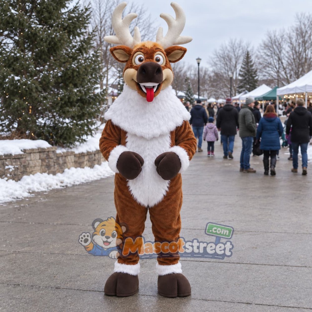 Brown Reindeer Mascot Costume Brown Reindeer Mascot Costume