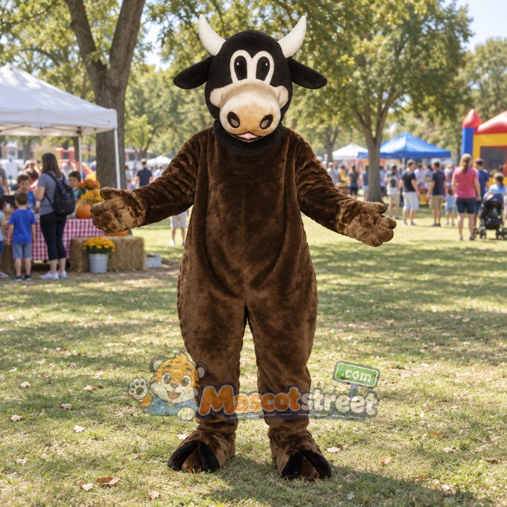 Brown Cow Mascot Costume Brown Cow Mascot Costume